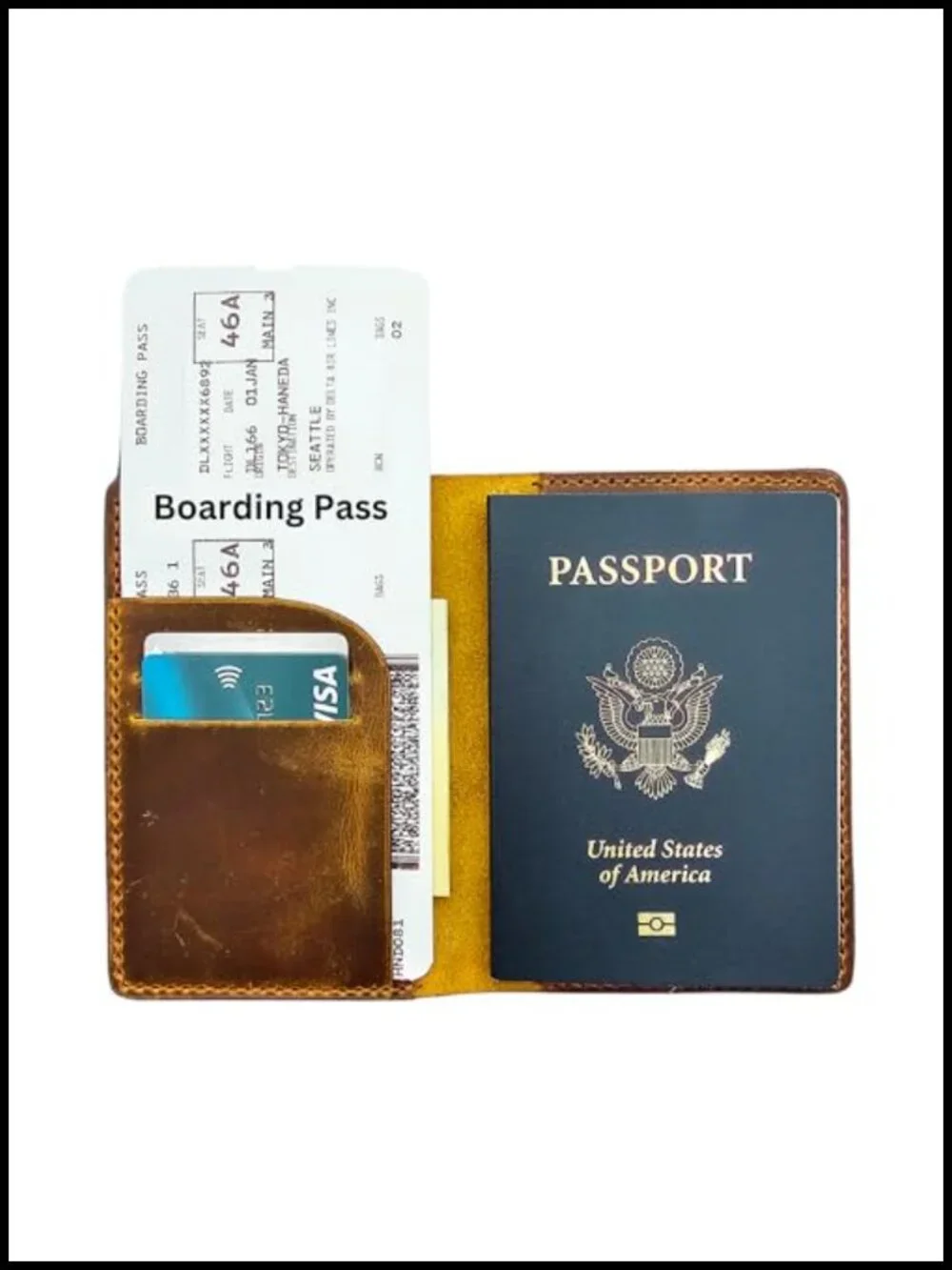 Handmade Full Grain Leather Passport Holder with RFID Protection
